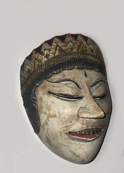 null Carved and painted wooden mask.

 Region of Solo, East Java, Indonesia.

Height...