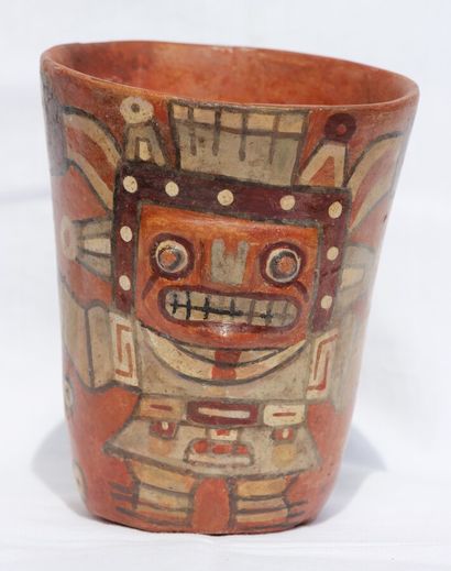 null Kero cylindrical decorated with one of the main divinity of the Andean mythology:...