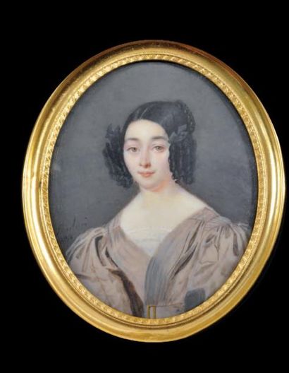 Jean Pierre FEULARD - 1831 (Châteaudun 1790-Le Havre 1949) Portrait de femme de face,...