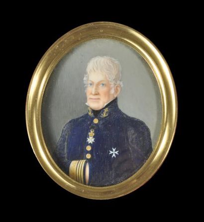 ÉCOLE FRANÇAISE du XIX ème SIÈCLE Portrait de marin presque de face, à mi-corps....