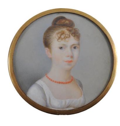 ÉCOLE FRANÇAISE - vers 1800 Portrait de fillette presque de face, en buste. Elle...