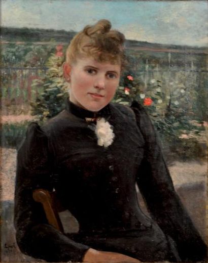 Albert LYNCH (1851-1912) Jeune femme assise, 1890 Toile signee en bas a droite et...