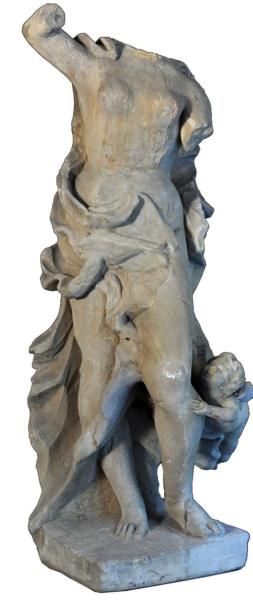 null Grande sculpture acéphale d'une deesse de la Mythologie en pierre calcaire....