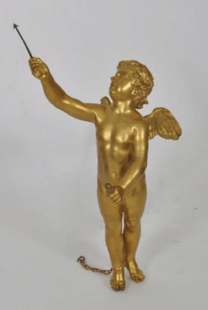 SCULPTURE en bronze dore figurant un ange...