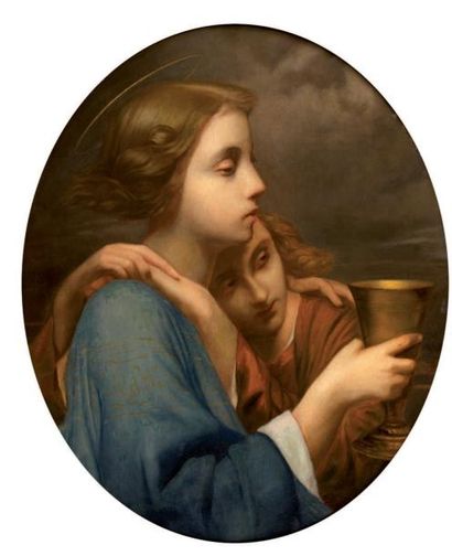 Attribue a Charles LANDELLE (1812 - 1908) Les anges de la Passion du Christ portant...