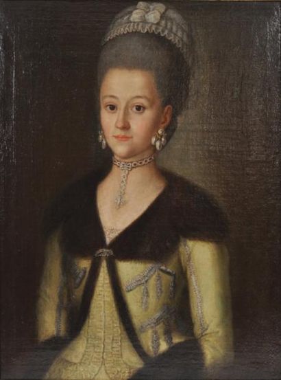 Ecole RUSSE vers 1780, entourage de Dimitri LEVITZKY Portrait de jeune femme à la...