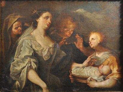 Attribue a Gregorio LAZZARINI (1655 - 1730) Moïse sauvé des eaux Toile, 50 x 67,5...