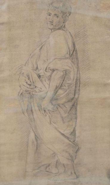 null Florentine school of the 17th century 
Study of a draped man
Black stone on...