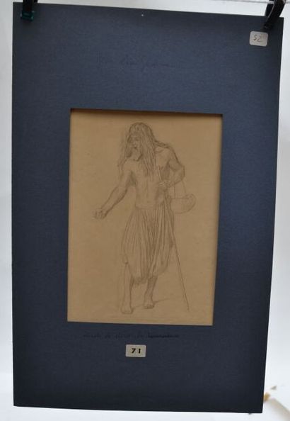 null Jean-Léon GERÔME (Vésoul 1824-Paris 1904) 
Etude d'un derviche 
Crayon noir...