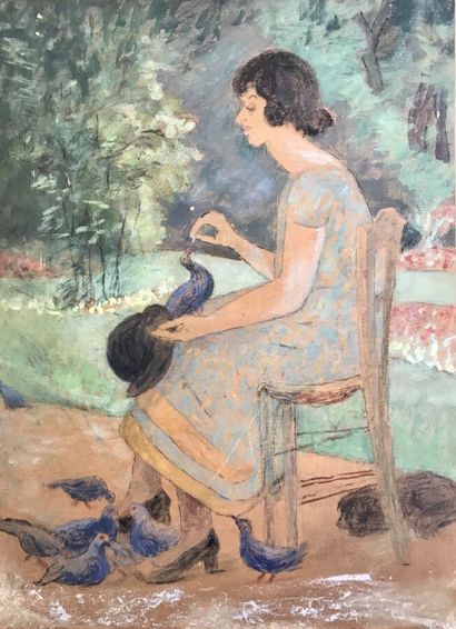 Marthe ORANT(1874-1957)
La femme aux pigeons
Huile...