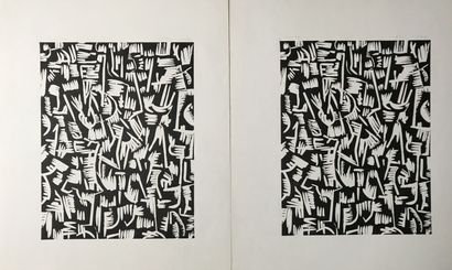 null AROLDI (XXth)
Alberi - Black and white abstraction 
2 lithographs on paper signed...