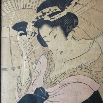 null Kikukawa EIZAN (1787 - 1867)
Oban tate-e print (two leaves) representing a young...