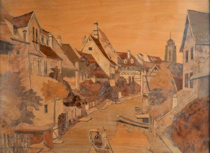 LUX
The canals 
TABLEAU in marquetry of wood...