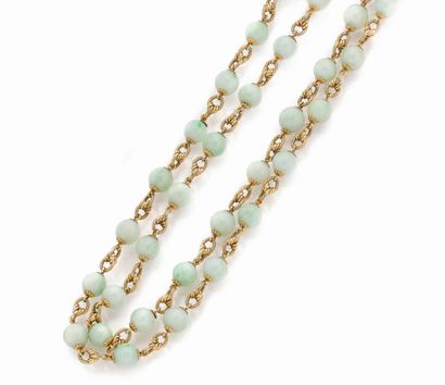 null NECKLACE / SAUTOIR
in 18K yellow gold alternating a knot pattern and jadeite...