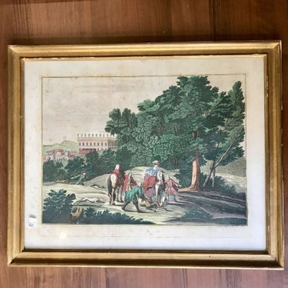 null École FRANCAISE du XVIIIe siècle
Scènes de chasse à courre 
Série de 4 gravures...