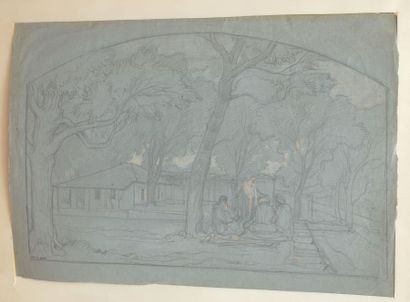 null Edouard BERTIN (Paris 1797 - 1871)
Bivouac under the trees
Black pencil and...
