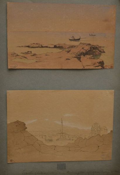 null Victor Edmond JOINVILLE (Paris 1801-1849)
Two studies of landscapes on the same...