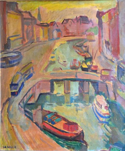 null VANIER Simon Claude 1903-1958
View of the canal.
Oil on canvas Signed 
Size...