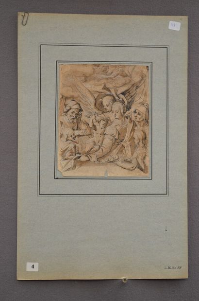 null Ecole de Bartholomeus SPRANGER (1546 - 1611)
La Sainte famille avec Sainte Anne...