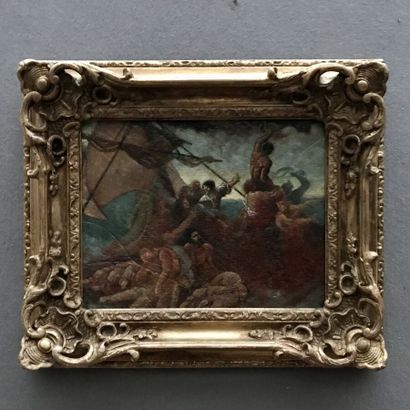 Dans le goût de Théodore Géricault
Le radeau de la Méduse
Huile sur panneau
18 x... Gazette Drouot