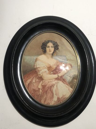 null SAUVIGNY ALFRED (XIXe)
Portrait de Madame de Montebello Dame d'honneur de l'impératrice...