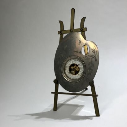 null Barometer in bronze and brass in the shape of a painter's palette
end of XIX°...