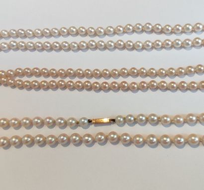 null ENSEMBLE de trois colliers en perles de culture dont un en imitation de perles...