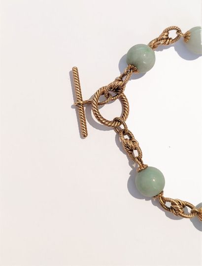 null NECKLACE / SAUTOIR
in 18K yellow gold alternating a knot pattern and jadeite...