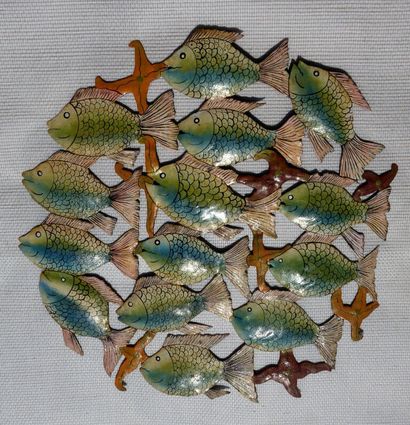 null Banc de poissons 

Fer découpé peint, 65 cm

65 cm