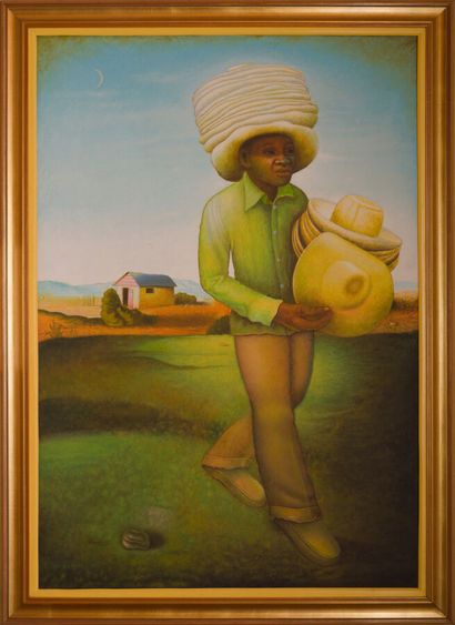 null Jocelyn JOSEPH

Hat seller 

Acrylic on canvas, signed in the middle above,...