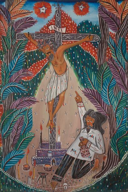 null André PIERRE (1914 - 2005)

Christ crucifié et Guédé Dibo 

Acrylique sur toile,...