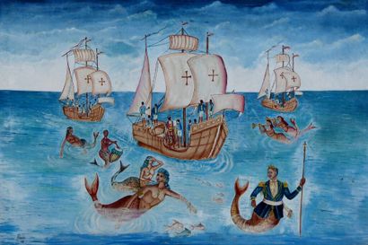 null RAMA

Arrivée de Christophe Colomb 

Acrylique sur toile, signée en bas à gauche

60...