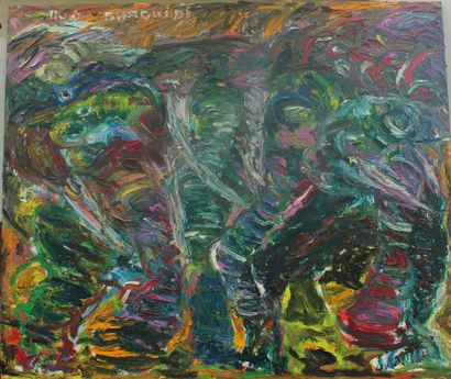 null 
Pie GBAGUIDI




Herd of elephants 




Oil on canvas, signed lower right




140...