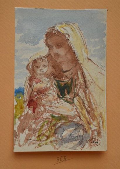 null Félix ZIEM (Beaune 1821-Paris 1911) 

Femme et enfant

Aquarelle

19 x 12,5...