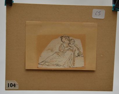 null Hubert ROBERT (Paris 1733-1808) 

Femme et enfant

Plume et encre noire, lavis...