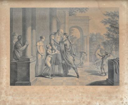 null Augustin Legrand 
Suite de six gravures dans des cadres à profil plat en placage...