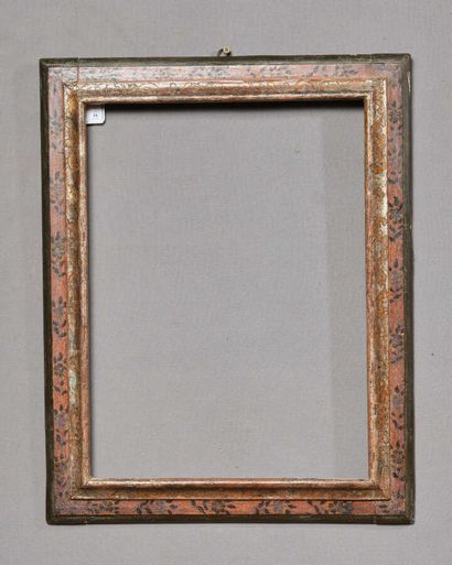 null Frame in molded wood with tripartite decoration of silver plated frieze with...