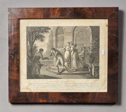 null Augustin Legrand 
Suite de six gravures dans des cadres à profil plat en placage...