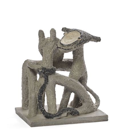 null Jean LAMBERT-RUCKI (1888-1967)
Chiens, 1937
Bronze polychrome, 
Signé, cachet...