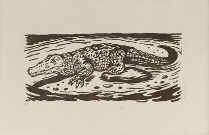 null BESSON Olivier (né en 1957)
Crocodile
Gravure sur bois sur papier magnani numéroté...