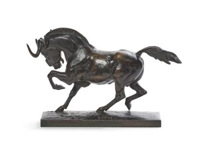 null Antoine-Louis BARYE (1795 - 1875) 
Gnou
Bronze à patine brune nuancée,
Signé...