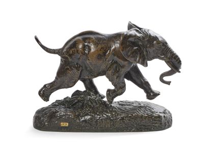 null Antoine-Louis BARYE (1795-1875)
Éléphant du Sénégal
Bronze à patine brun nuancé,
Signé...