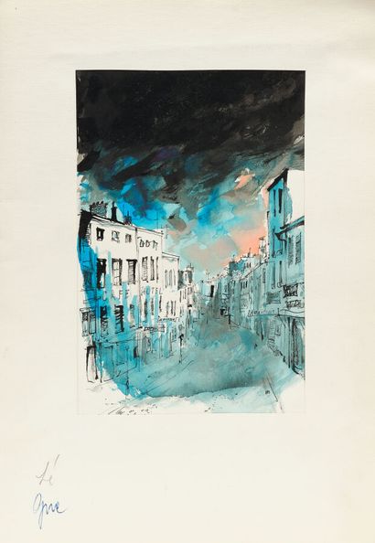 null László VINCZE (Né en 1934) Attribué à
Sans titre 
Dessin à l'encre et à l'aquarelle,...