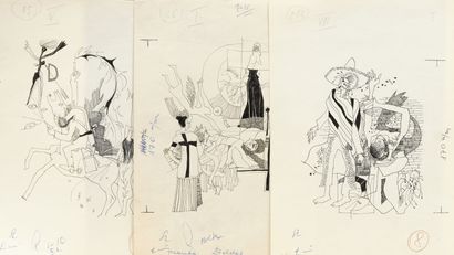 null Ecole HONGROISE - XXe siècle
Scènes populaires
Suite de 9 dessins à l'encre...