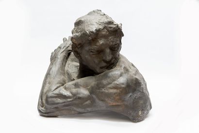 null ECOLE française vers 1900 - 1920, suiveur de Auguste Rodin
Buste d'homme à la...