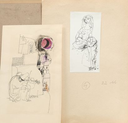 null Endre SZASZ (1926-2003)
Femme ratissant et Vieille dame
Suite de deux dessins...