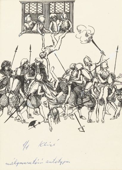 null Agnès MOLNAR (Née en 1928)
Henri IV et La Saint Barthélémy
Suite de deux dessins...