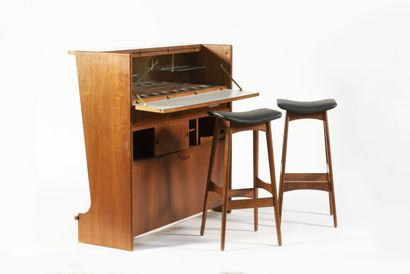 null JOHANNES ANDERSEN (1903-1997) designer, SAMCOM éditeur,
Meuble bar en placage...