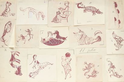 null Ecole HONGROISE - XXe siècle
Portraits d'animaux
Suite de 31 dessins à la gouache...