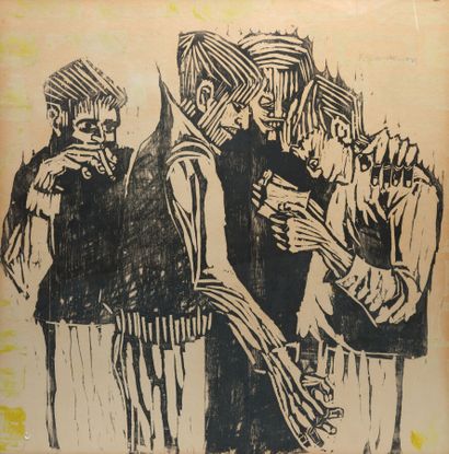 null Robert SMITHSON (1938-1973)
Untitled - (4 hommes)
Monotype, 
Signé au crayon...
